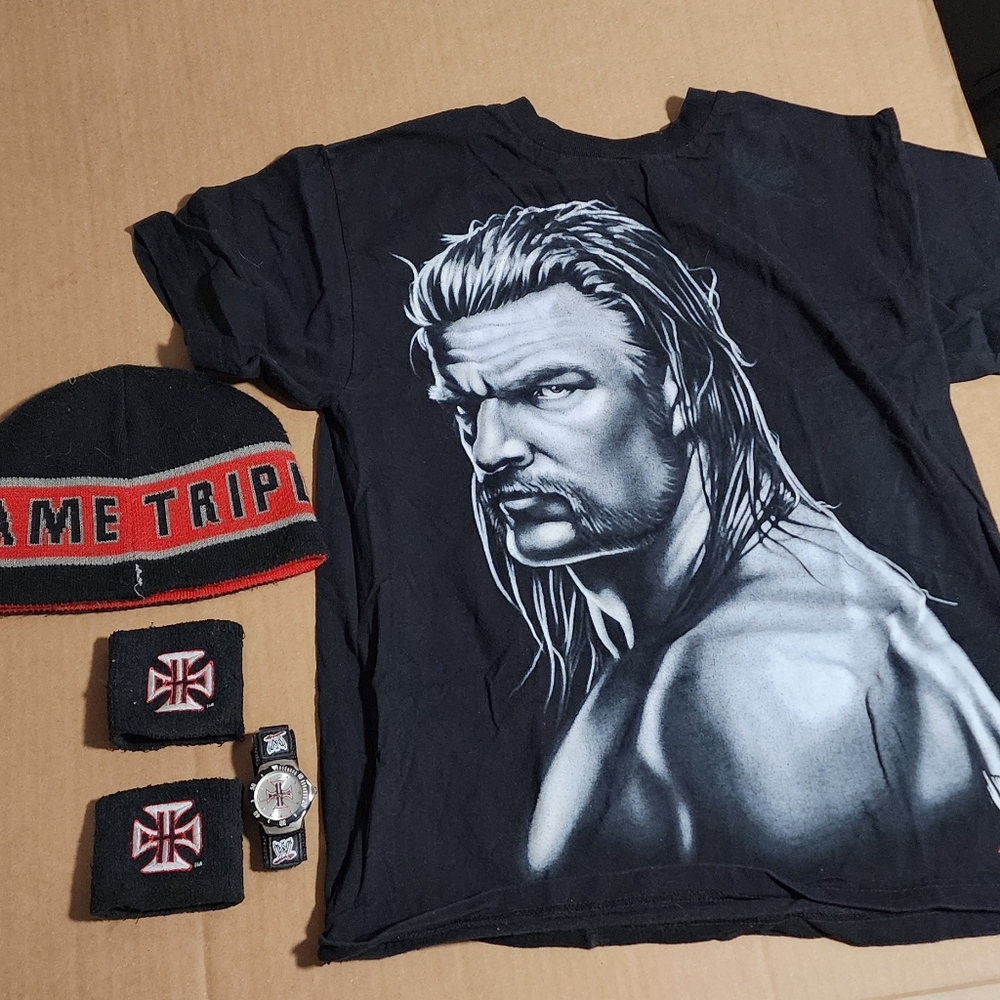 Wwe Triple H shirt, wristbands, watch, hat